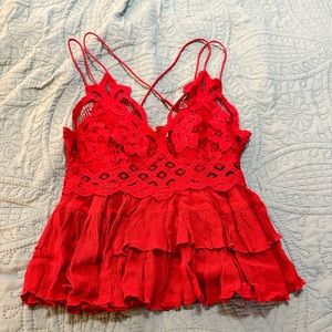 Free People Red Top Small NWT